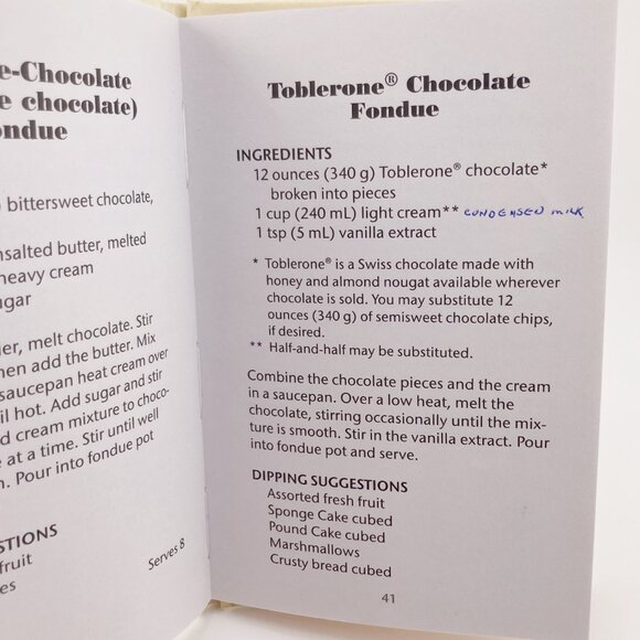 VINTAGE Chocolate Fondue Recipes and Secrets cookbook Y2K 2000s dessert recipes - Picture 13 of 16